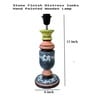 MultiColour Handpainted and hancarved Distress wooden Table lamp in Vaase handcarved design with handpainted fabric shade