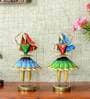Green And Blue Iron Decorative Musician Figurine Set of 2