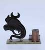 Multicolour Iron Painted Ganesha Idol Pen Cum Visiting Card Stand