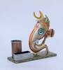 Multicolour Iron Painted Ganesha Idol Pen Cum Visiting Card Stand
