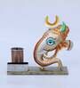Multicolour Iron Painted Ganesha Idol Pen Cum Visiting Card Stand