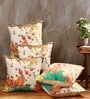 Multicolour Jute Floral 16x16 inches Cushion Cover (5Pc)