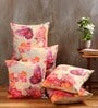 Multicolour Jute Floral 16x16 inches Cushion Cover (5Pc)
