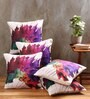 Multicolour Jute Floral 16x16 inches Cushion Cover (5Pc)