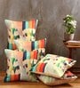 Multicolour Jute Abstract 16x16 inches Cushion Cover (5Pc)