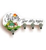 Multicolour Key Shape Digital Printed Wooden Key Holder