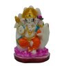 Multicolour Marble Handpainted Lord Ganpati With Back Handle Idol