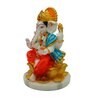 Multicolour Marble Handpainted Lord Ganpati With Mooshak Idol