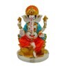 Multicolour Marble Handpainted Lord Ganpati With Mooshak Idol