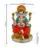 Multicolour Marble Handpainted Lord Ganpati With Mooshak Idol