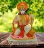 Multicolour Marble Handpainted Lord Hanuman giving blessing Idol