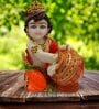 Multicolour Marble Handpainted Lord Krishna Idol Makhan Chor