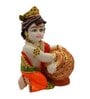 Multicolour Marble Handpainted Lord Krishna Idol Makhan Chor