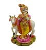 Multicolour Marble Handpainted Lord Krishna Idol with Nandi