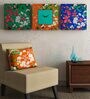 Multicolour MDF Framed Analog Wall Clock with 2 Wooden Panel