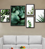 Multicolour MDF Printed Green Leaves Multi Frame Painting