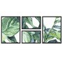 Leave Multicolour MDF Framed Floral Art Print Set of 4