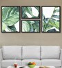 Leave Multicolour MDF Framed Floral Art Print Set of 4