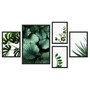 Multicolour MDF Printed Green Leaves Multi Frame Painting