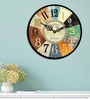 Multicolor Engineered Wood Analog Wall Clock