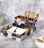 Multicolour MDF Wood Black Hexagon Cutlery Tissue Holder