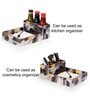 Multicolour MDF Wood Black Hexagon Cutlery Tissue Holder