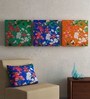 Multicolour MDF Wood Floral Framed Wall Art Sej
