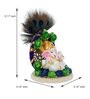 Multicolour Metal and Polyresin Lord Ganesha Idol on Decorative Handcrafted Floral Plate with Peocock Feather
