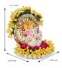 Multicolour Metal and Polyresin Lord Ganesha Idol on Decorative Handcrafted Yellow Floral Plate