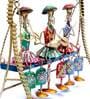 Multicolour Metal Lady Musician Jhula Figurine