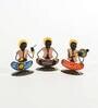 Multicolour Metal Musician Set Of 3 Figurine