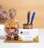Man Light Yellow Metal Pen Stand