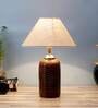 Multicolour Natural Fiber Shade Table Lamp With Brown Base