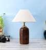 Multicolour Natural Fiber Shade Table Lamp With Brown Base