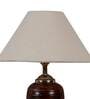 Multicolour Natural Fiber Shade Table Lamp With Brown Base