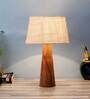 Burnie Multicolour Natural Fiber Shade Night Lamp With Wood Base