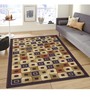 Brown Geometric Polyester 5 ft x 7 ft Machine Made Carpet