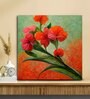 Red Flowers Canvas Pine Wood 24x24 Art Print