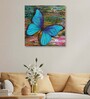 Blue Butterfly Canvas Pine Wood 24x24 Art Print