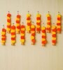 Orange & Yellow Plastic Artificial Marigold Flower Garland with Bells Wall Hanging (Set of 10)