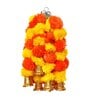 Orange & Yellow Plastic Artificial Marigold Flower Garland with Bells Wall Hanging (Set of 10)