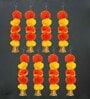 Orange & Yellow Plastic Artificial Marigold Flower Garland with Bells Wall Hanging (Set of 8)