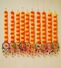 Orange & Yellow Plastic Artificial Marigold Flowers Hangings with Bangles Ringing Bells (Set of 10)