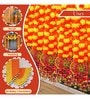 Orange & Yellow Plastic Artificial Marigold Flowers Hangings with Bangles Ringing Bells (Set of 10)