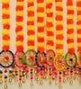 Orange & Yellow Plastic Artificial Marigold Flowers Hangings with Bangles Ringing Bells (Set of 10)
