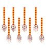 Orange & Yellow Plastic Artificial Marigold Flowers Hangings with Bangles Ringing Bells (Set of 8)