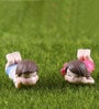 Multicolour Plastic Baby Boy and Girl Resting and Contemplating Garden Figurines, Set of 4