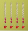 White & Pink Plastic Pink Lotus & White Red Artificial Flowers Hanging (Set of 4)