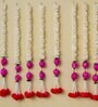 White & Pink Plastic Pink Lotus & White Red Artificial Flowers Hanging (Set of 8)