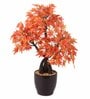 Multicolour Polyester Artificial Bonsai Plant With Black Ceramic Pot